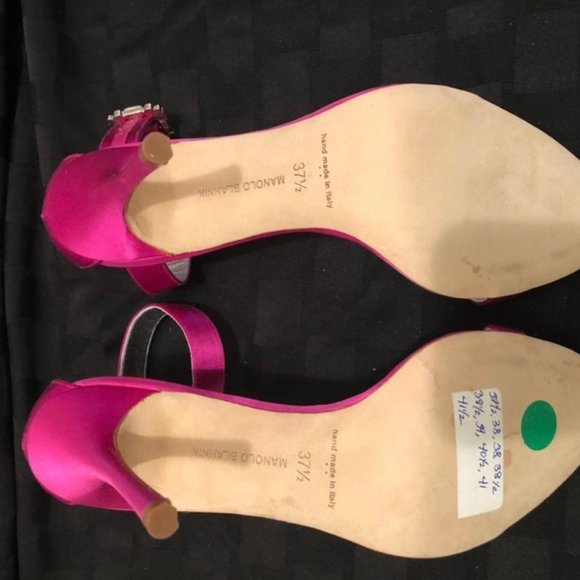 Manolo Blahnik Eufida Pink Sandal Crystal Buckle - Picture 7 of 7